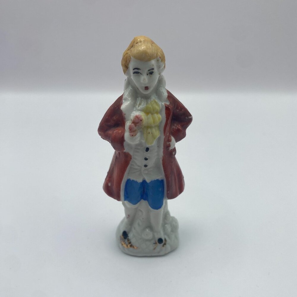 Vintage Victorian Man Boy Figurine 4.25”  Hand Painted Porcelain